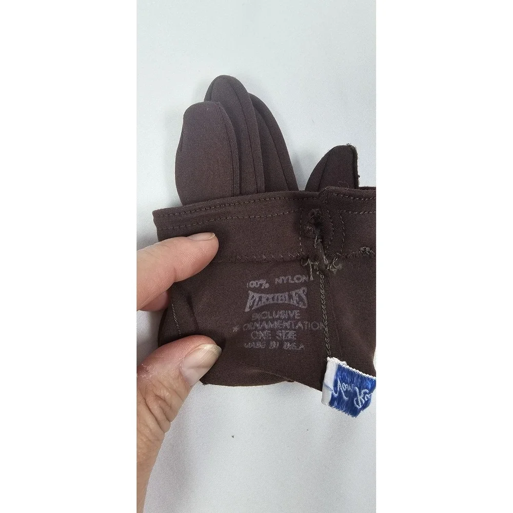 Vintage Van Raalte Harmonette Nylon Gloves Brown Ladies One Size USA Mid Century